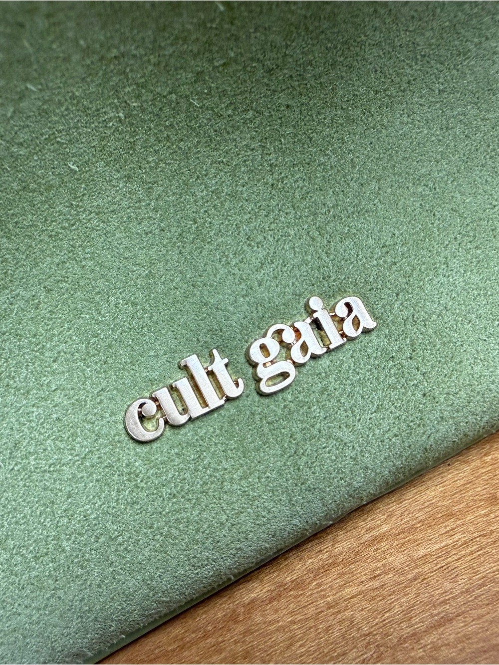 Cult Gaia Aliza Lime Green Suede Leather Shoulder Bag Gold Hardware - Picture 8 of 16